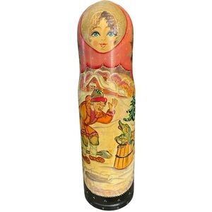 Vintage Russian doll Bottle holder Russian Fairy Tale 14in tall, hand painted